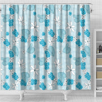Hawaii Anthurium Tiare Pikake Lei Shower Curtain UliUli Lauhala Art Pattern