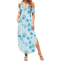 Hawaii Anthurium Tiare Pikake Lei Summer Maxi Dress UliUli Lauhala Art Pattern