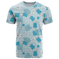 Hawaii Anthurium Tiare Pikake Lei T Shirt UliUli Lauhala Art Pattern