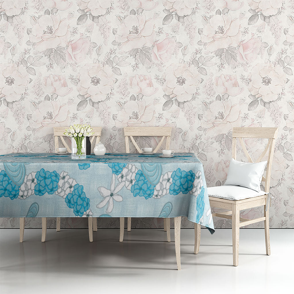 Hawaii Anthurium Tiare Pikake Lei Tablecloth UliUli Lauhala Art Pattern