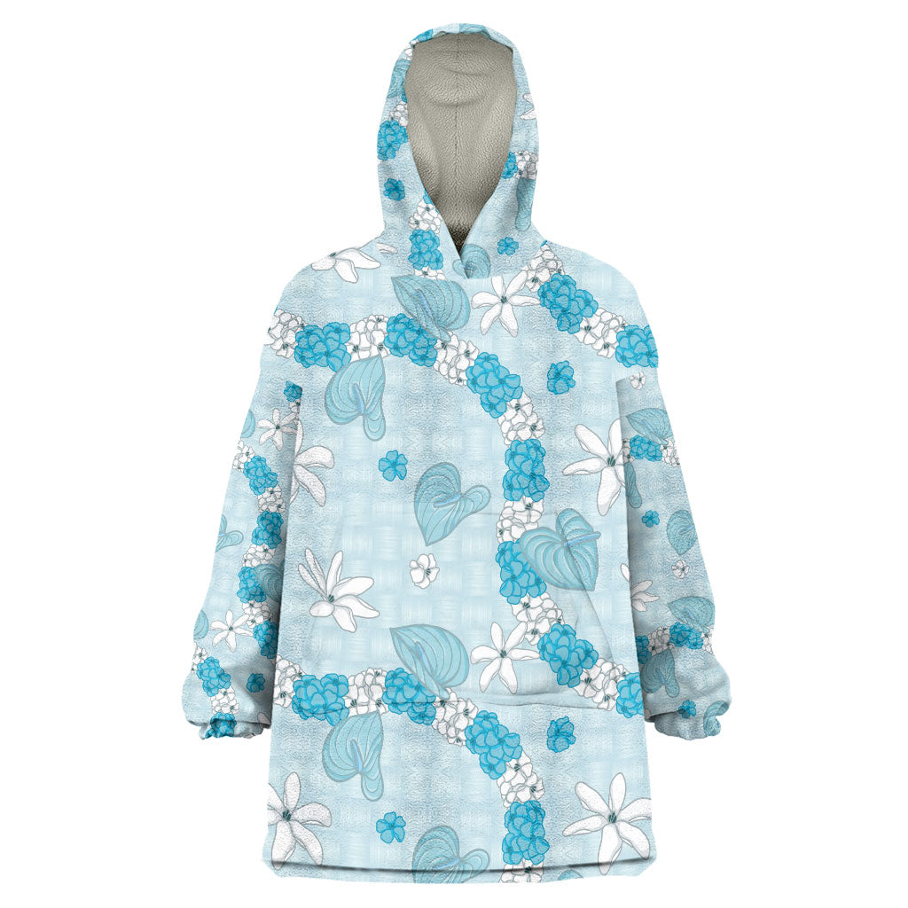 Hawaii Anthurium Tiare Pikake Lei Wearable Blanket Hoodie UliUli Lauhala Art Pattern