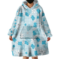 Hawaii Anthurium Tiare Pikake Lei Wearable Blanket Hoodie UliUli Lauhala Art Pattern