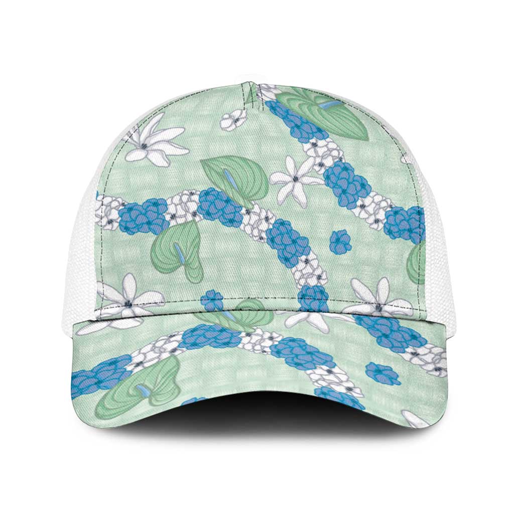 Hawaii Anthurium Tiare Pikake Lei Baseball Net Cap Omaomao Lauhala Art Pattern