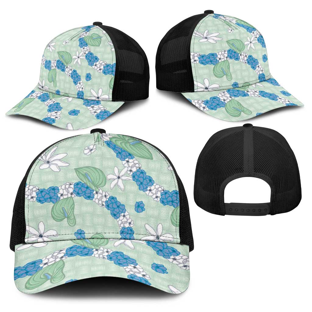 Hawaii Anthurium Tiare Pikake Lei Baseball Net Cap Omaomao Lauhala Art Pattern