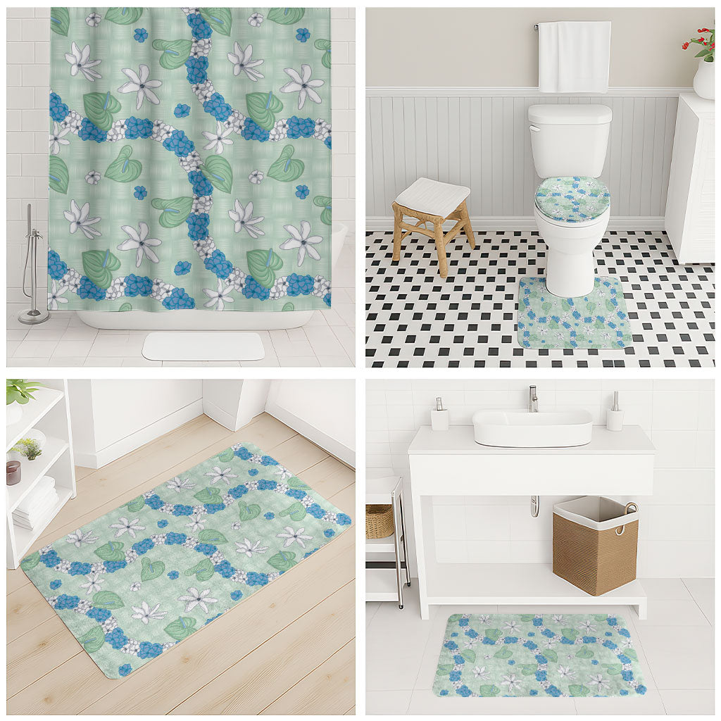 Hawaii Anthurium Tiare Pikake Lei Bathroom Set Omaomao Lauhala Art Pattern