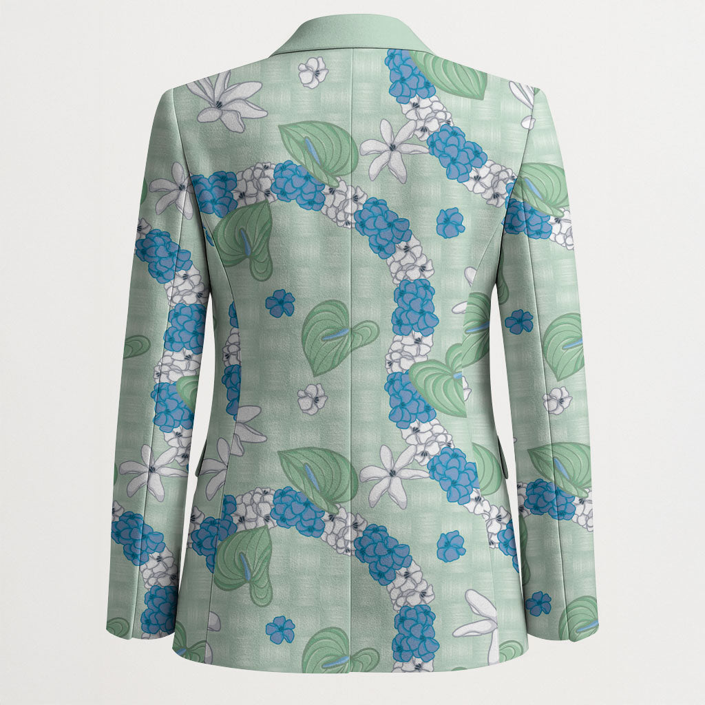 Hawaii Anthurium Tiare Pikake Lei Blazer Omaomao Lauhala Art Pattern