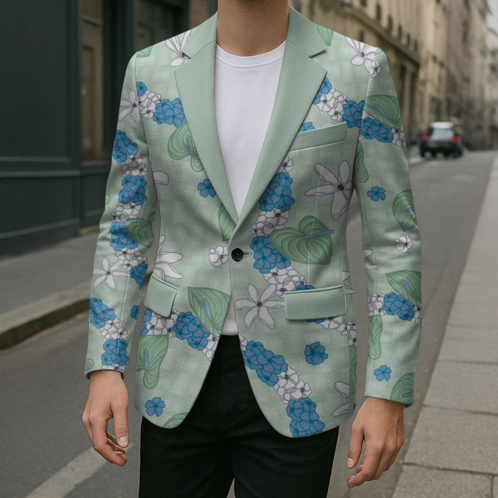 Hawaii Anthurium Tiare Pikake Lei Blazer Omaomao Lauhala Art Pattern