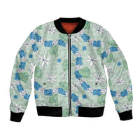 Hawaii Anthurium Tiare Pikake Lei Bomber Jacket Omaomao Lauhala Art Pattern