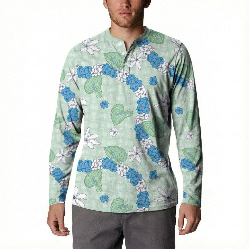 Hawaii Anthurium Tiare Pikake Lei Button Sweatshirt Omaomao Lauhala Art Pattern LT01 - Polynesian Pride
