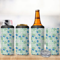 Hawaii Anthurium Tiare Pikake Lei 4 in 1 Can Cooler Tumbler Omaomao Lauhala Art Pattern