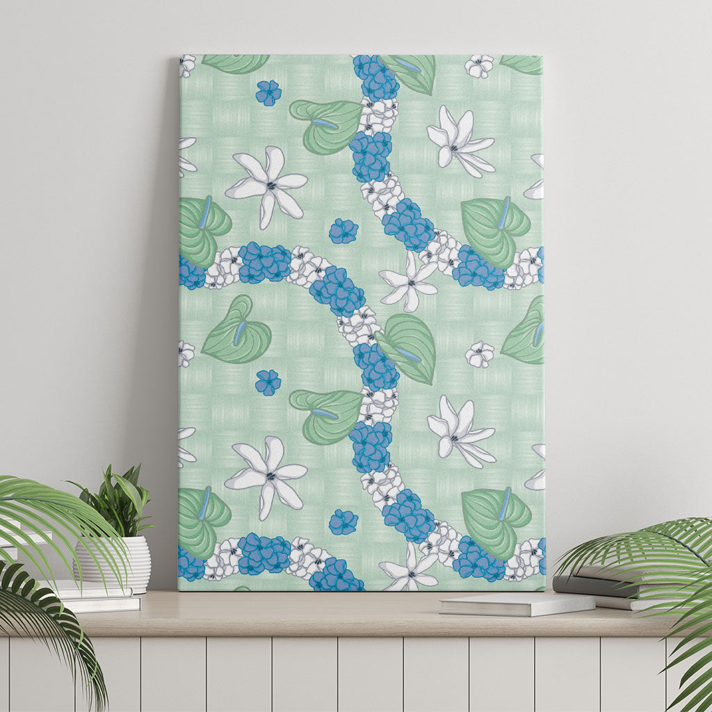 Hawaii Anthurium Tiare Pikake Lei Canvas Wall Art Omaomao Lauhala Art Pattern