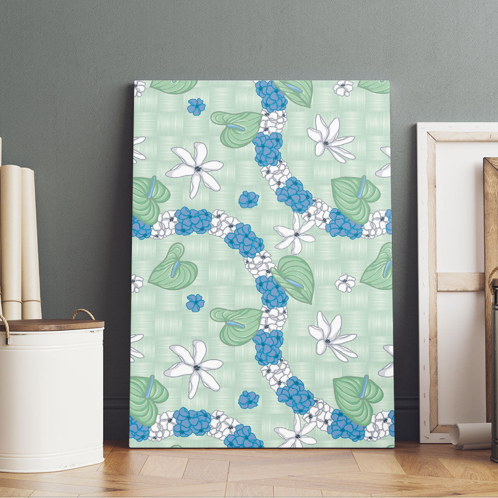 Hawaii Anthurium Tiare Pikake Lei Canvas Wall Art Omaomao Lauhala Art Pattern