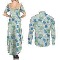 Hawaii Anthurium Tiare Pikake Lei Couples Matching Summer Maxi Dress and Long Sleeve Button Shirt Omaomao Lauhala Art Pattern LT01 - Polynesian Pride
