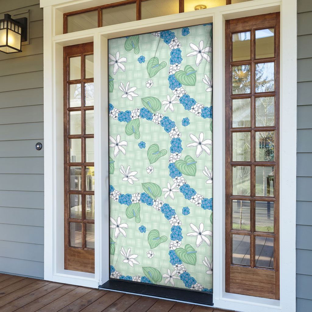 Hawaii Anthurium Tiare Pikake Lei Door Cover Omaomao Lauhala Art Pattern LT01 - Polynesian Pride