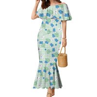 Hawaii Anthurium Tiare Pikake Lei Family Matching Mermaid Dress and Hawaiian Shirt Omaomao Lauhala Art Pattern