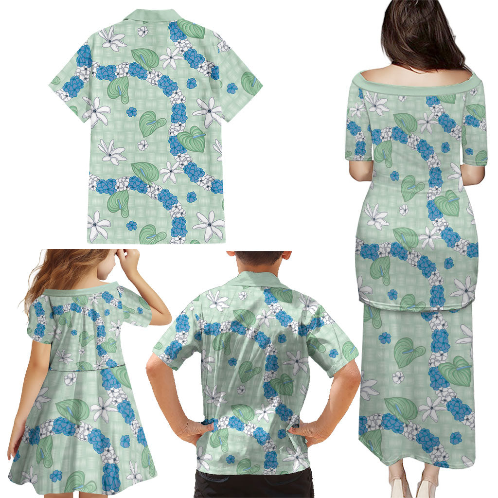 Hawaii Anthurium Tiare Pikake Lei Family Matching Puletasi and Hawaiian Shirt Omaomao Lauhala Art Pattern LT01 - Polynesian Pride