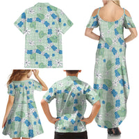 Hawaii Anthurium Tiare Pikake Lei Family Matching Summer Maxi Dress and Hawaiian Shirt Omaomao Lauhala Art Pattern