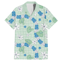 Hawaii Anthurium Tiare Pikake Lei Family Matching Tank Maxi Dress and Hawaiian Shirt Omaomao Lauhala Art Pattern