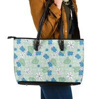 Hawaii Anthurium Tiare Pikake Lei Leather Tote Bag Omaomao Lauhala Art Pattern LT01 - Polynesian Pride