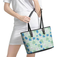 Hawaii Anthurium Tiare Pikake Lei Leather Tote Bag Omaomao Lauhala Art Pattern LT01 - Polynesian Pride