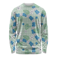 Hawaii Anthurium Tiare Pikake Lei Long Sleeve Shirt Omaomao Lauhala Art Pattern