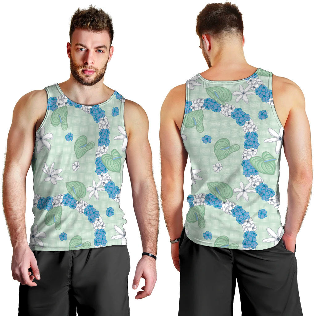 Hawaii Anthurium Tiare Pikake Lei Men Tank Top Omaomao Lauhala Art Pattern LT01 - Polynesian Pride