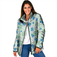 Hawaii Anthurium Tiare Pikake Lei Padded Jacket Omaomao Lauhala Art Pattern