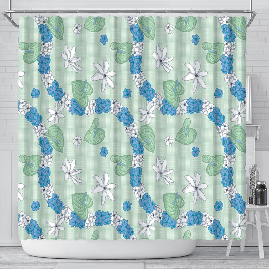 Hawaii Anthurium Tiare Pikake Lei Shower Curtain Omaomao Lauhala Art Pattern