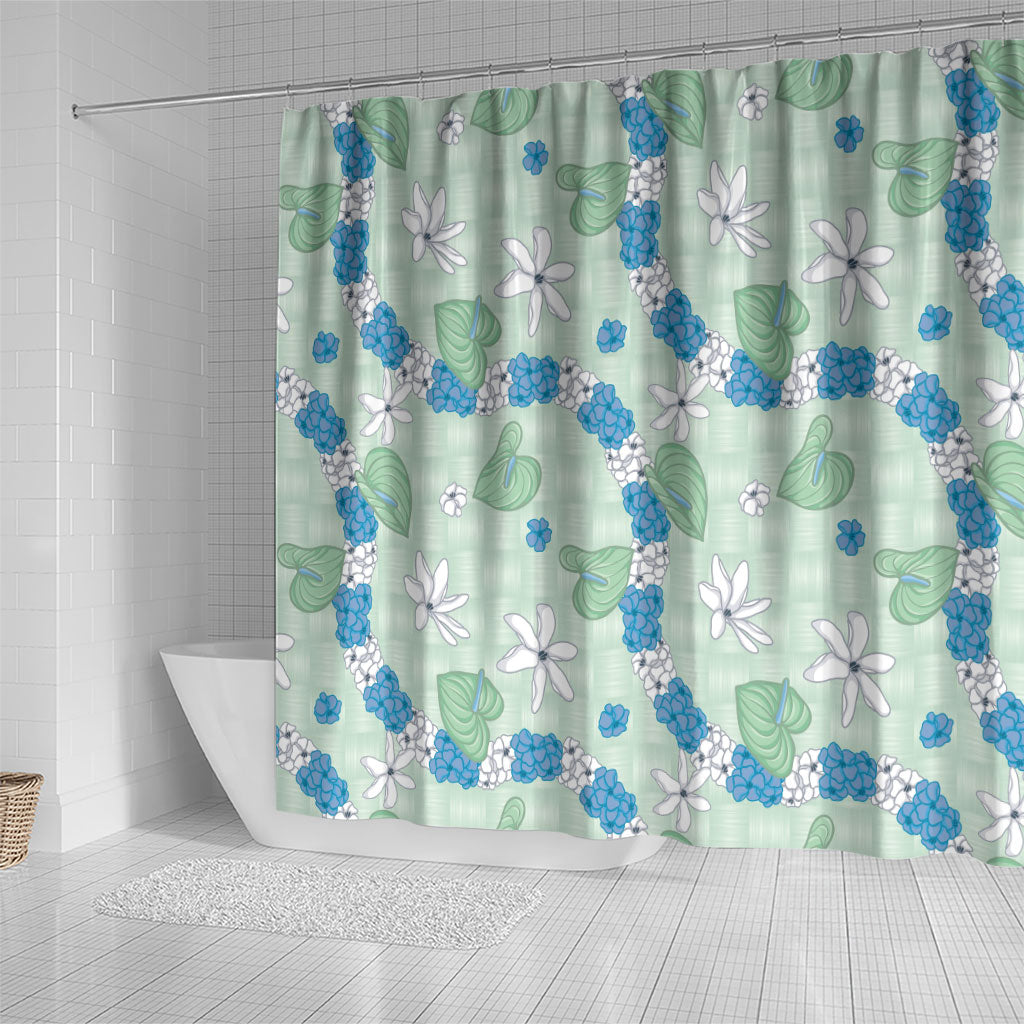 Hawaii Anthurium Tiare Pikake Lei Shower Curtain Omaomao Lauhala Art Pattern