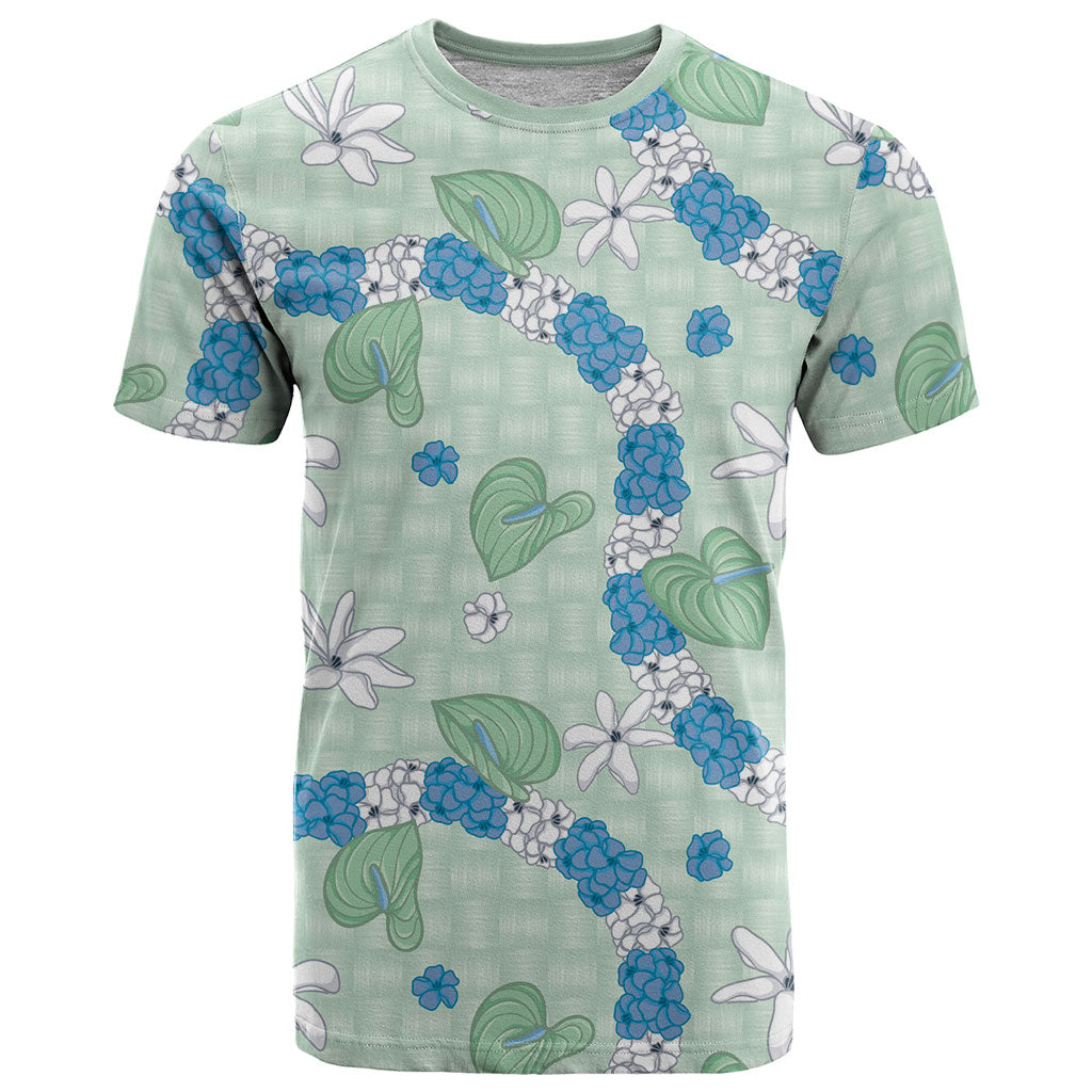 Hawaii Anthurium Tiare Pikake Lei T Shirt Omaomao Lauhala Art Pattern