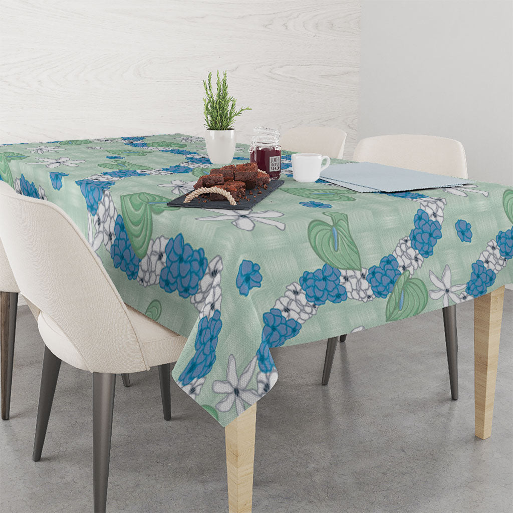 Hawaii Anthurium Tiare Pikake Lei Tablecloth Omaomao Lauhala Art Pattern