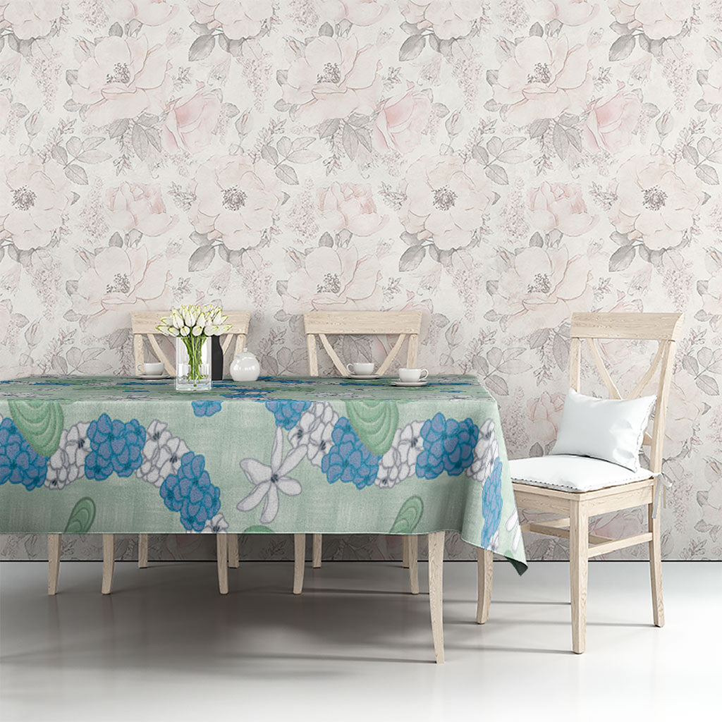 Hawaii Anthurium Tiare Pikake Lei Tablecloth Omaomao Lauhala Art Pattern