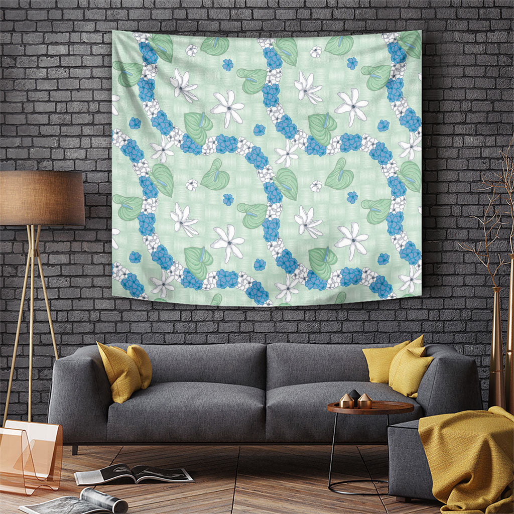 Hawaii Anthurium Tiare Pikake Lei Tapestry Omaomao Lauhala Art Pattern LT01 Green - Polynesian Pride