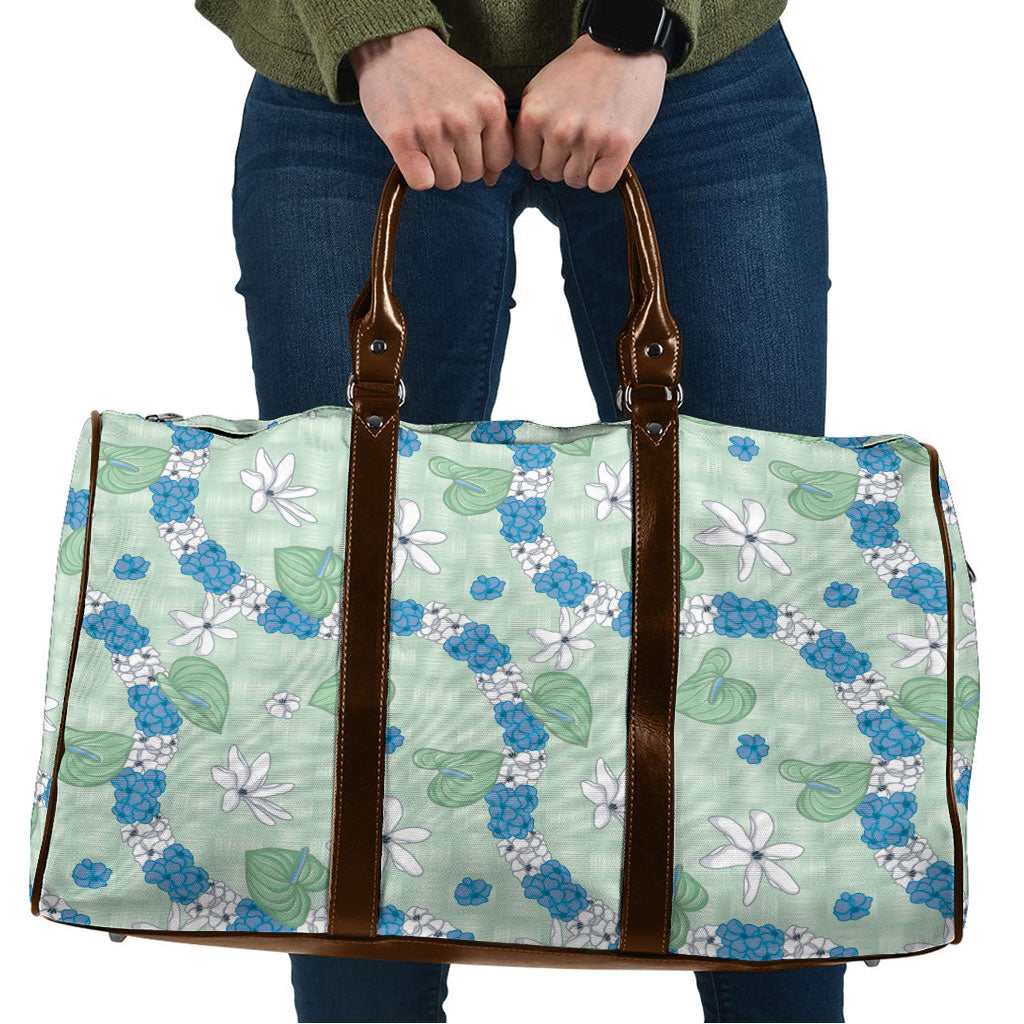 Hawaii Anthurium Tiare Pikake Lei Travel Bag Omaomao Lauhala Art Pattern LT01 Green - Polynesian Pride