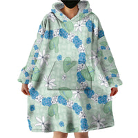 Hawaii Anthurium Tiare Pikake Lei Wearable Blanket Hoodie Omaomao Lauhala Art Pattern