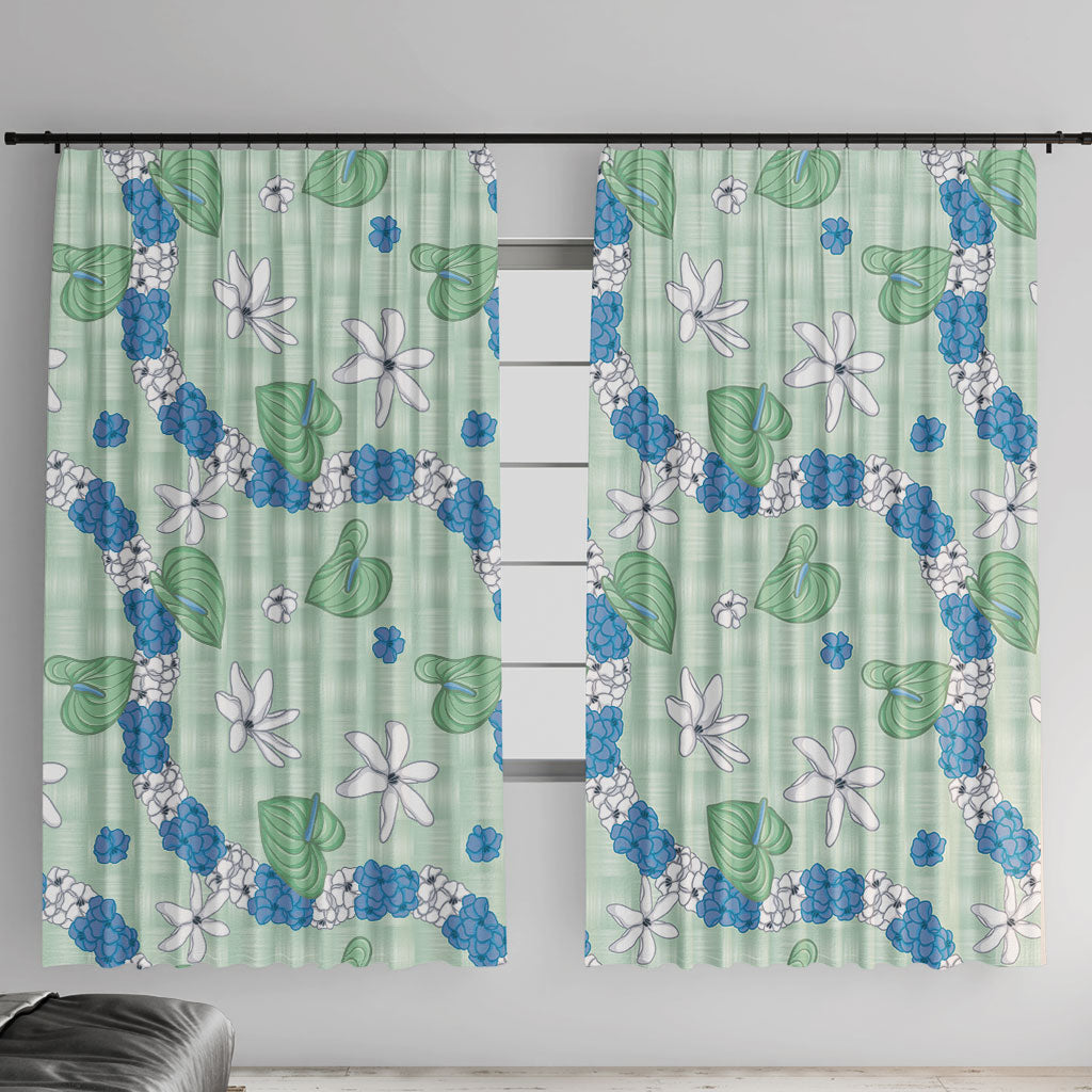 Hawaii Anthurium Tiare Pikake Lei Window Curtain Omaomao Lauhala Art Pattern