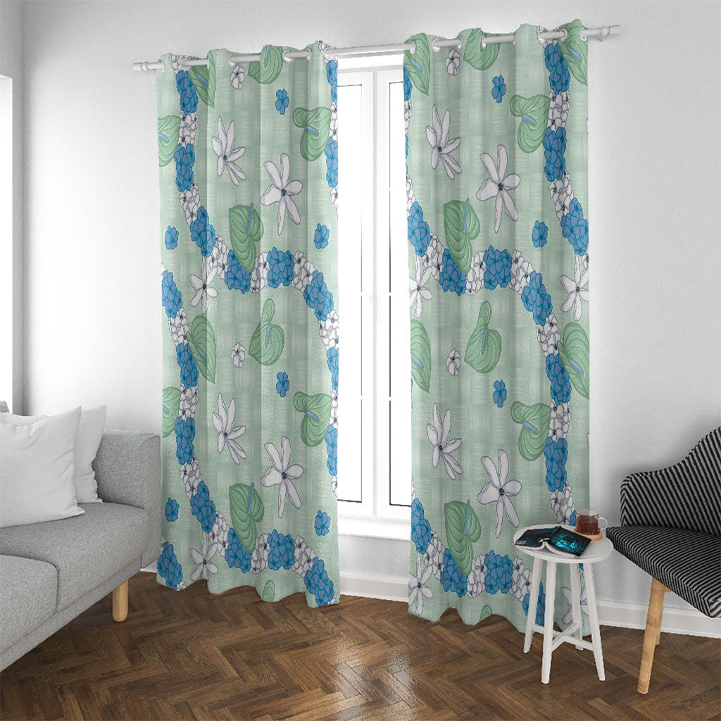 Hawaii Anthurium Tiare Pikake Lei Window Curtain Omaomao Lauhala Art Pattern