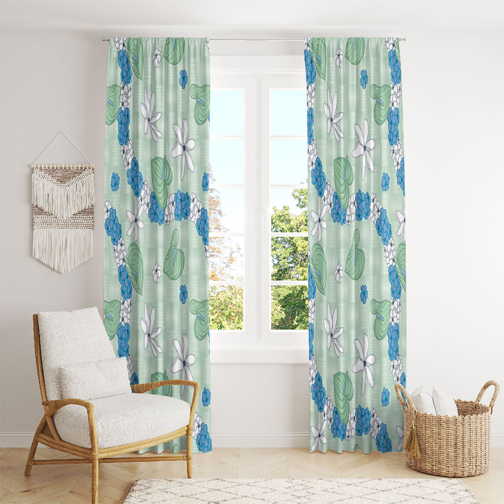 Hawaii Anthurium Tiare Pikake Lei Window Curtain Omaomao Lauhala Art Pattern