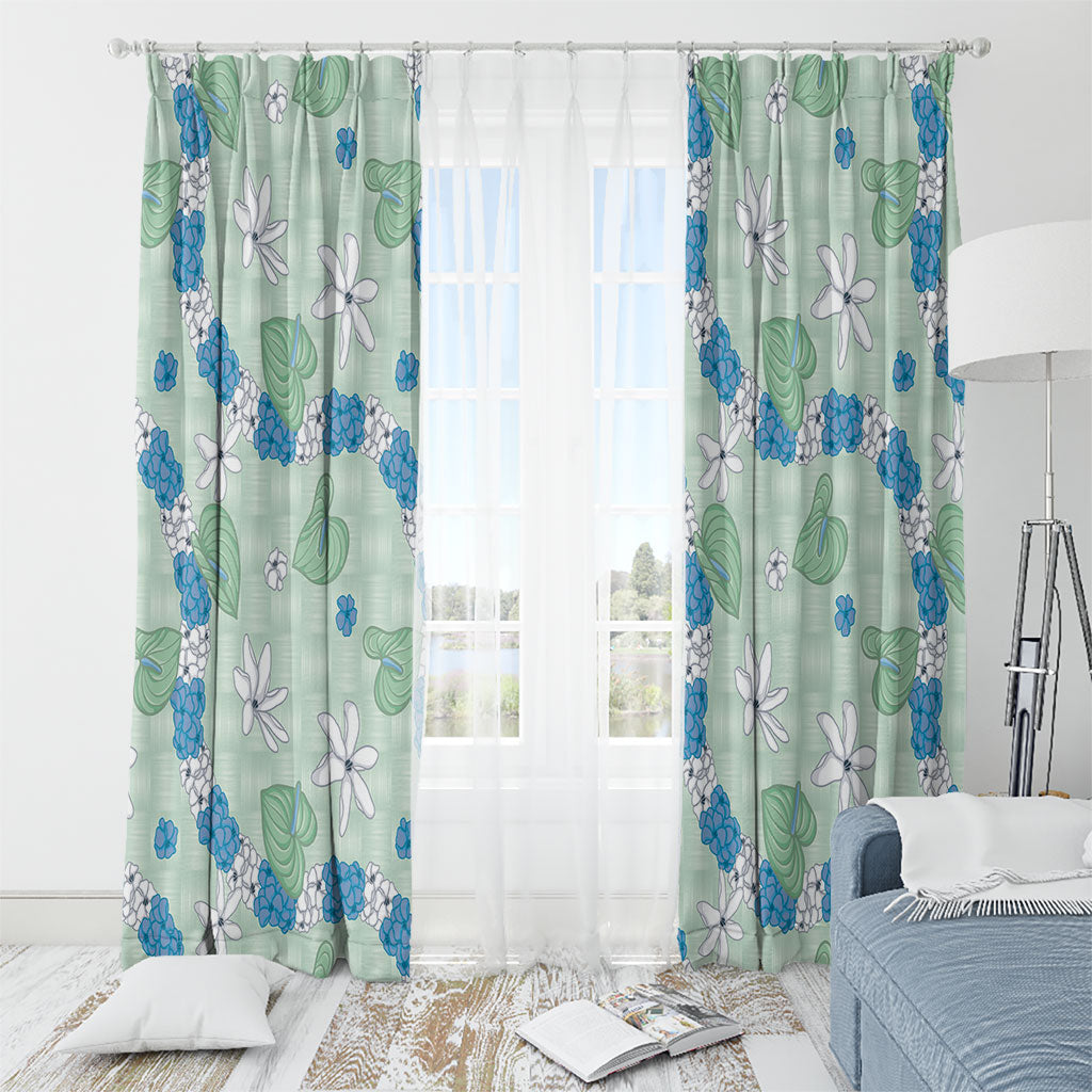 Hawaii Anthurium Tiare Pikake Lei Window Curtain Omaomao Lauhala Art Pattern