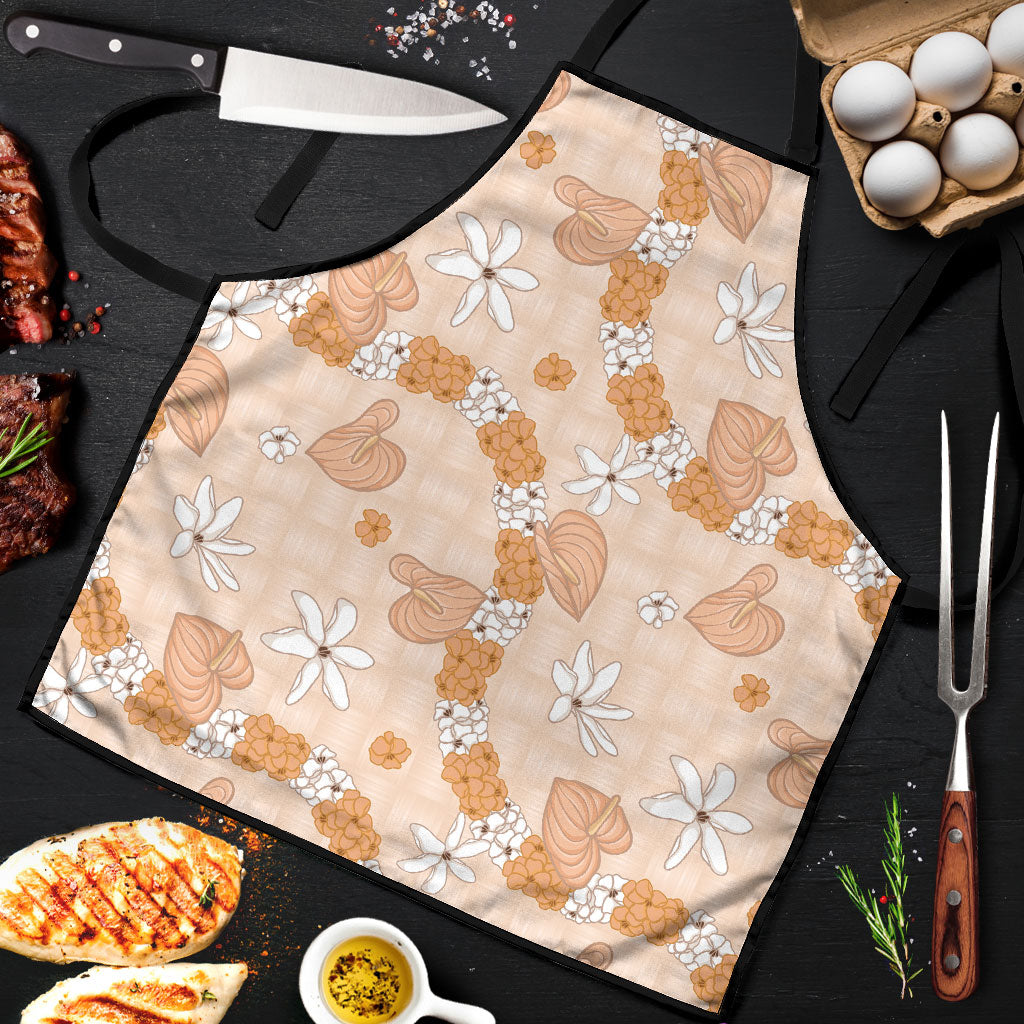 Hawaii Anthurium Tiare Pikake Lei Apron Alani Lauhala Art Pattern
