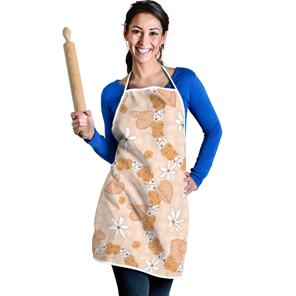 Hawaii Anthurium Tiare Pikake Lei Apron Alani Lauhala Art Pattern