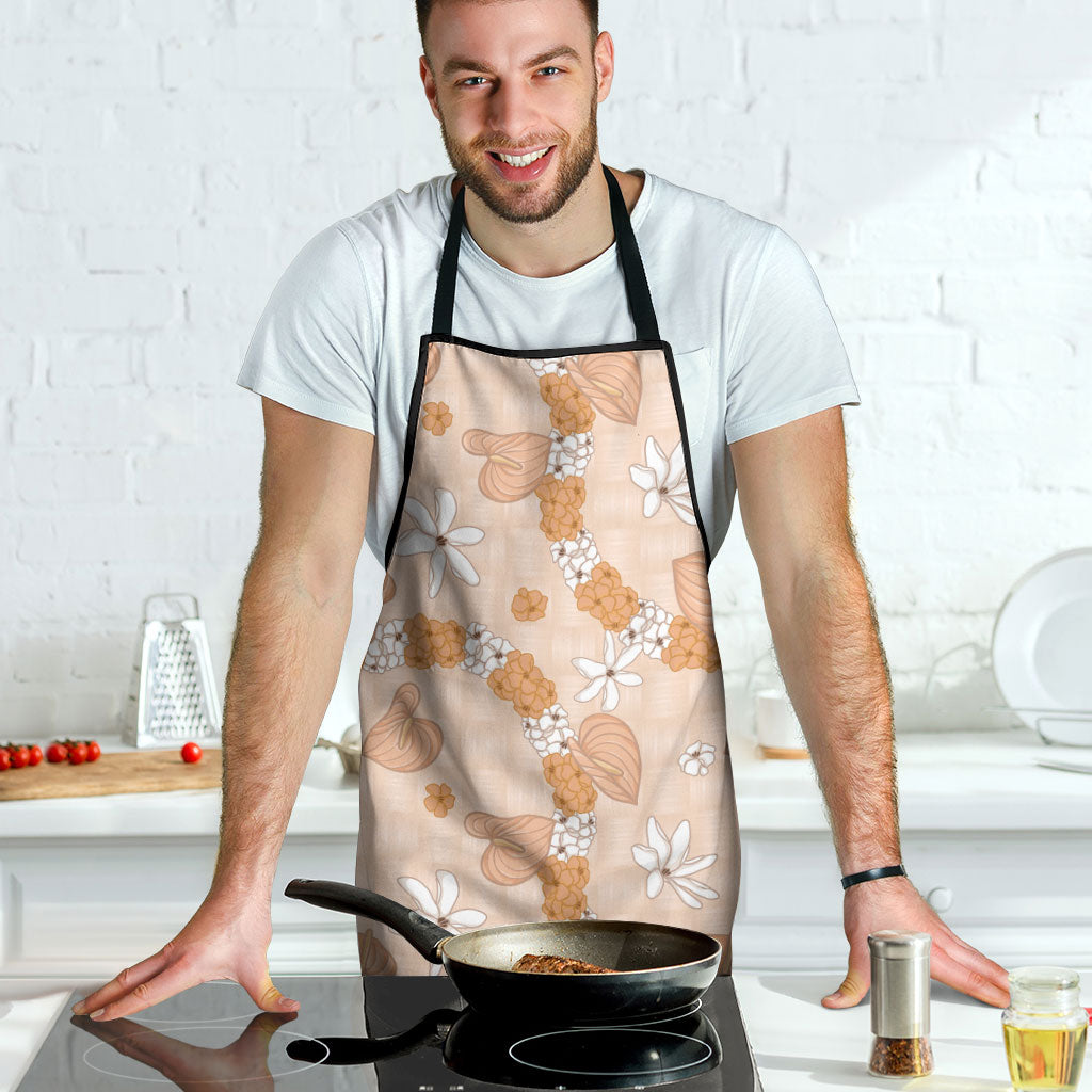 Hawaii Anthurium Tiare Pikake Lei Apron Alani Lauhala Art Pattern