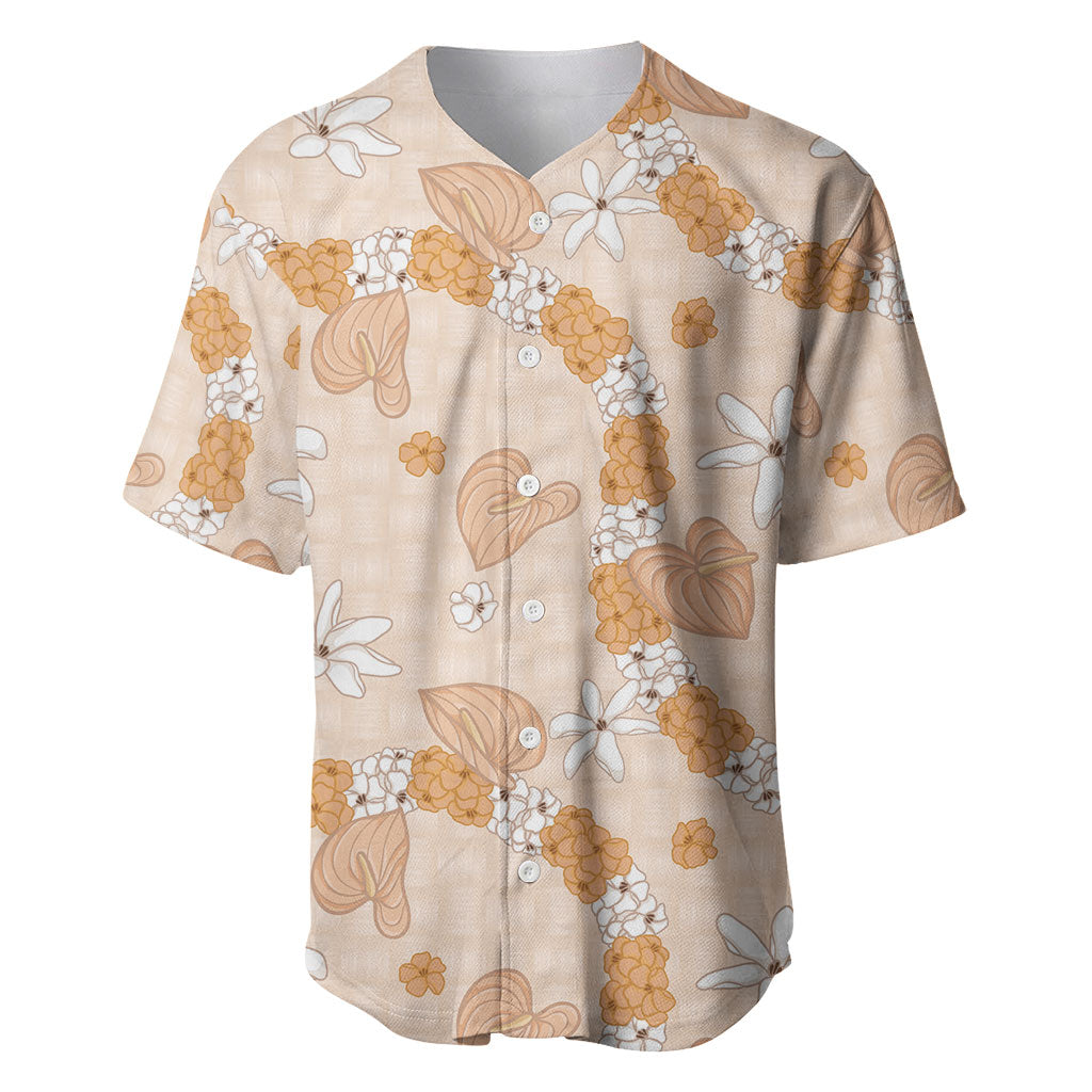 Hawaii Anthurium Tiare Pikake Lei Baseball Jersey Alani Lauhala Art Pattern LT01 Orange - Polynesian Pride