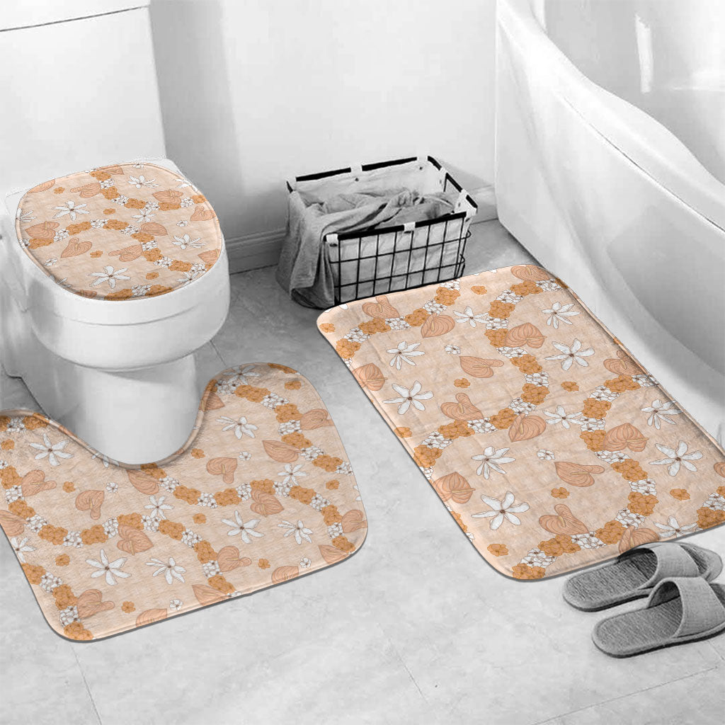 Hawaii Anthurium Tiare Pikake Lei Bathroom Set Alani Lauhala Art Pattern