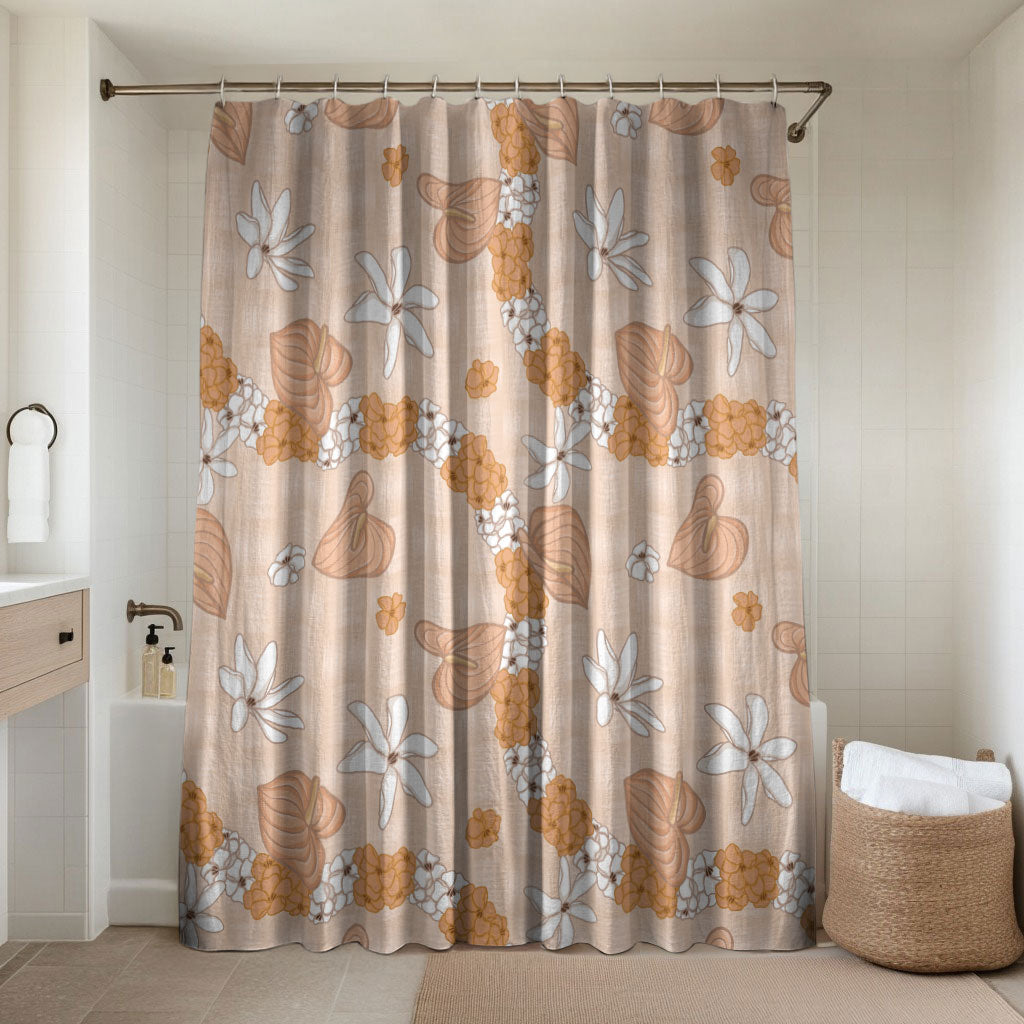 Hawaii Anthurium Tiare Pikake Lei Bathroom Set Alani Lauhala Art Pattern