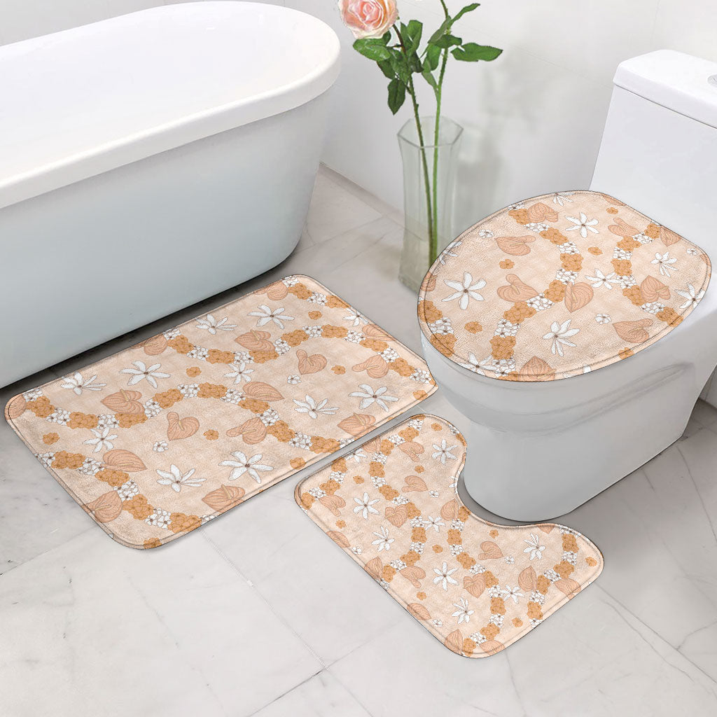 Hawaii Anthurium Tiare Pikake Lei Bathroom Set Alani Lauhala Art Pattern