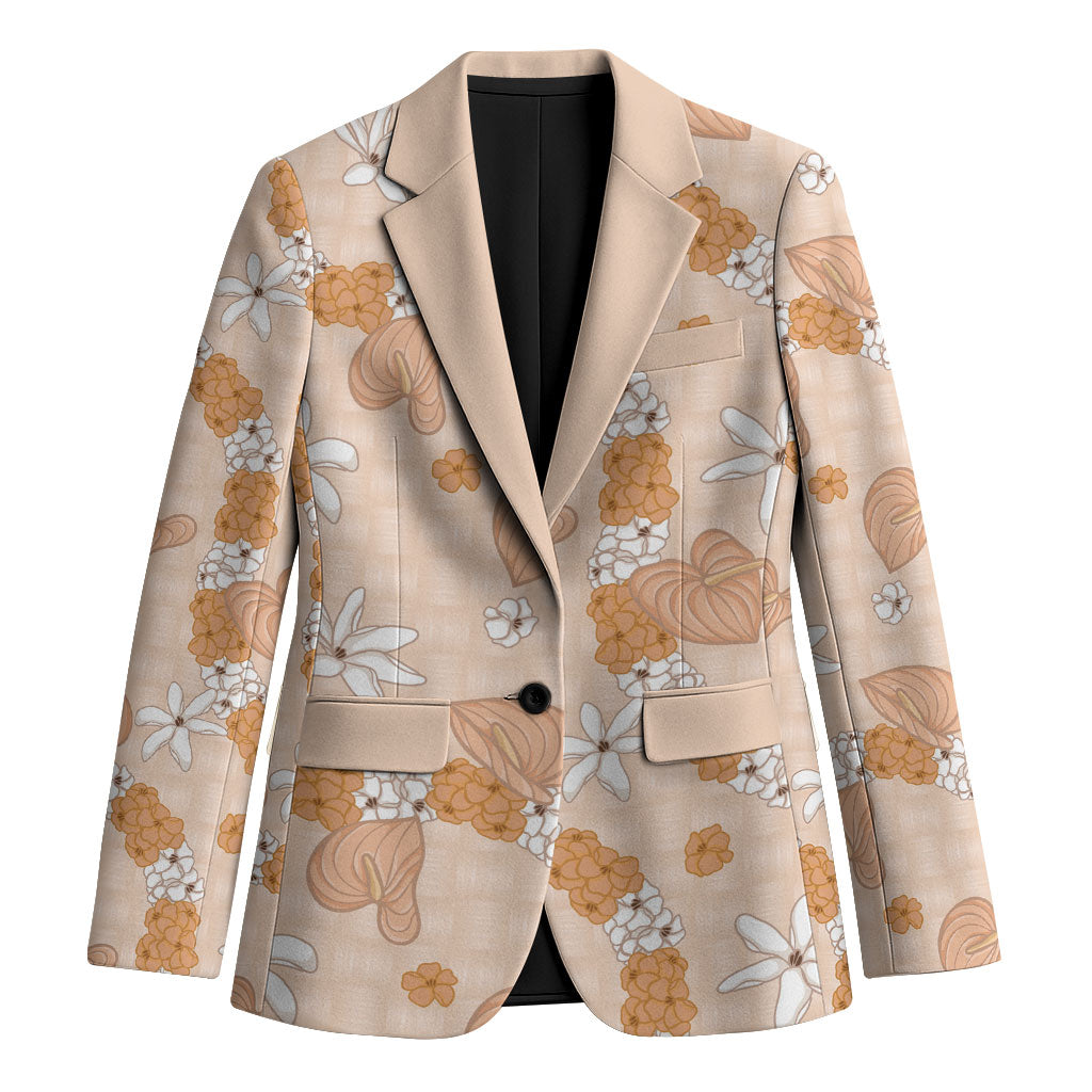 Hawaii Anthurium Tiare Pikake Lei Blazer Alani Lauhala Art Pattern