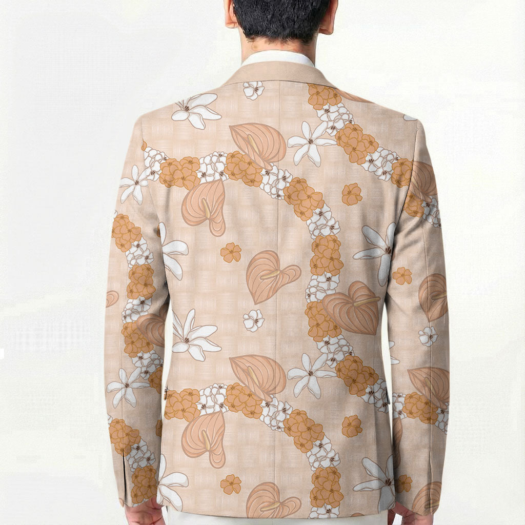 Hawaii Anthurium Tiare Pikake Lei Blazer Alani Lauhala Art Pattern
