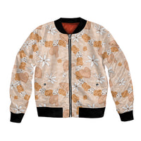 Hawaii Anthurium Tiare Pikake Lei Bomber Jacket Alani Lauhala Art Pattern