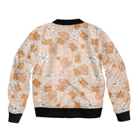 Hawaii Anthurium Tiare Pikake Lei Bomber Jacket Alani Lauhala Art Pattern